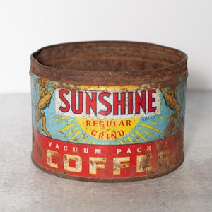 Vintage Sunshine Regular Grind Coffee Tin Can No Lid One Pound Empty