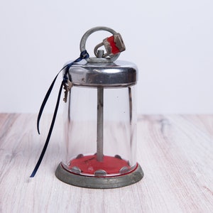 Unusual Glass and Metal Promotional or Advertising Bank with Lock & Key