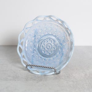 Blue Moonstone Opalescent Decorative Bowl by Imperial Glass with Diamond Lattice Edging