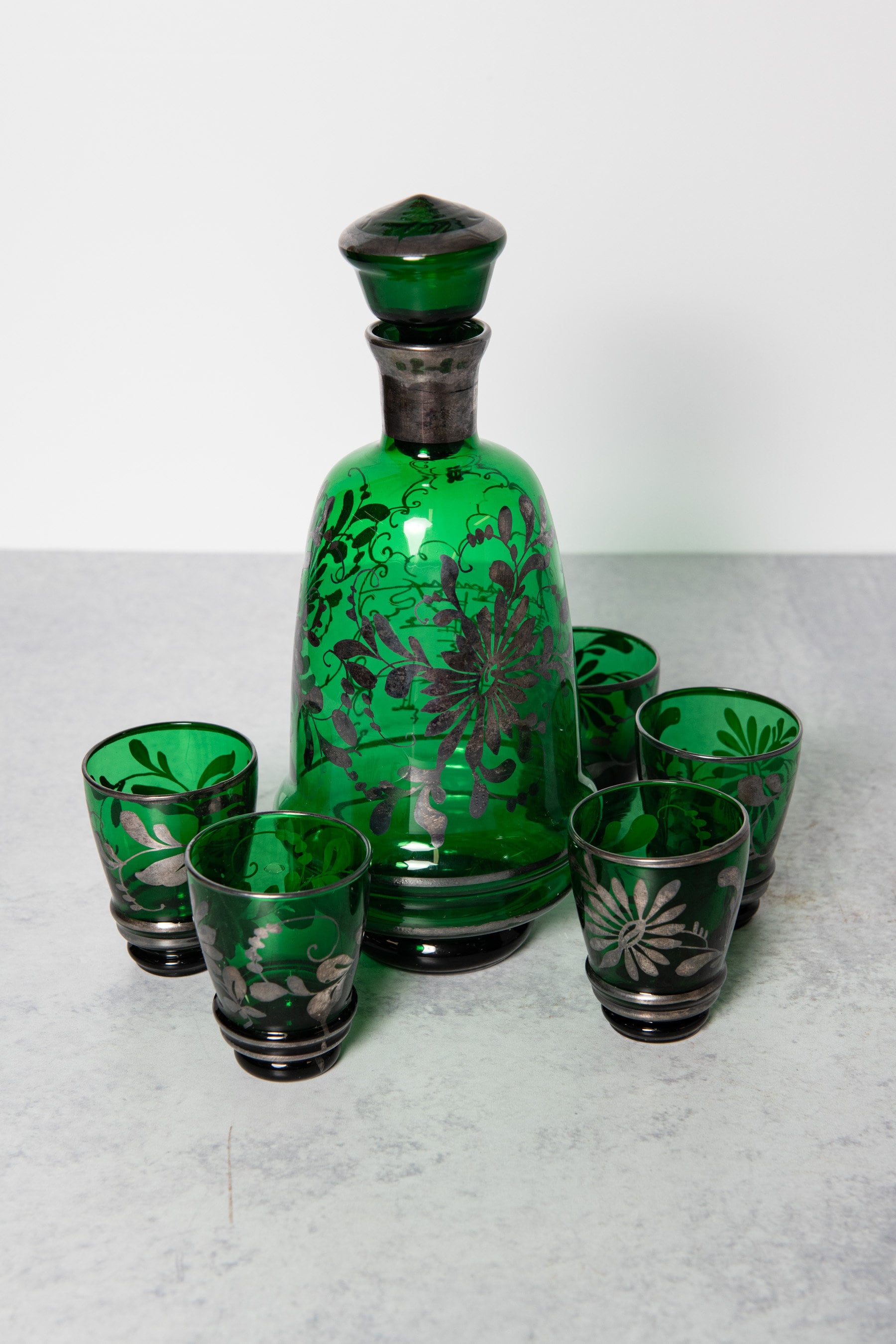 Vintage Green Glass Decanter