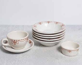 Kansas City Muehlebach Hotel Restaurant Ironstone Sterling and Shenango China with Chandelier Motif Assorted Dinnerware