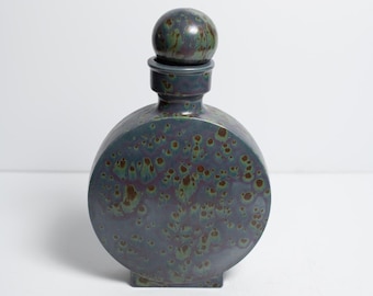 Studio Art Ceramic Decanter with Stopper Glazed with Abstract Splatter Design