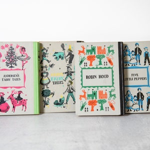 Set of 8 Junior Deluxe Editions Hard Cover Books 1950's Editions Grimm's, Robin Hood, Wizard of Oz, Anderson's, Prince, Lassie, Hans, MORE image 8