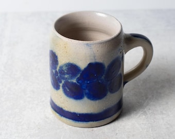 Salt Glazed Earthenware or Stoneware German Stein or Mug with Cobalt "Flow" Blue Markings