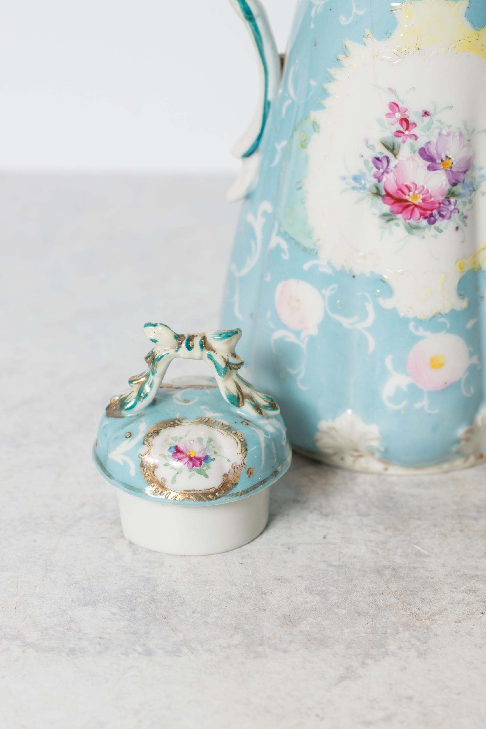 Antique 1800's Hot Cocoa Chocolate Pot Pitcher Porcelain With Lid and ...