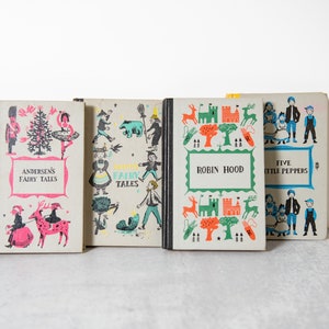 Set of 8 Junior Deluxe Editions Hard Cover Books 1950's Editions Grimm's, Robin Hood, Wizard of Oz, Anderson's, Prince, Lassie, Hans, MORE image 7