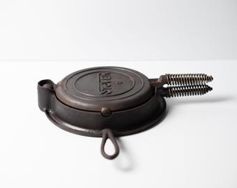 Antique Stover #8 Cast Iron Waffle with Base with Different Patterned Irons