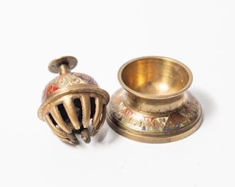Brass Etched Elephant Claw Bell with Holder / Made in India