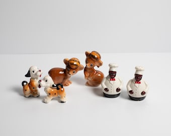 Vintage Ceramic Salt and Pepper Shakers or Figurine Sets / 3 Available / Puppy Dogs, Chefs and Baby Bears