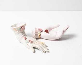 Vintage Ceramic Hand Vases Victorian Style