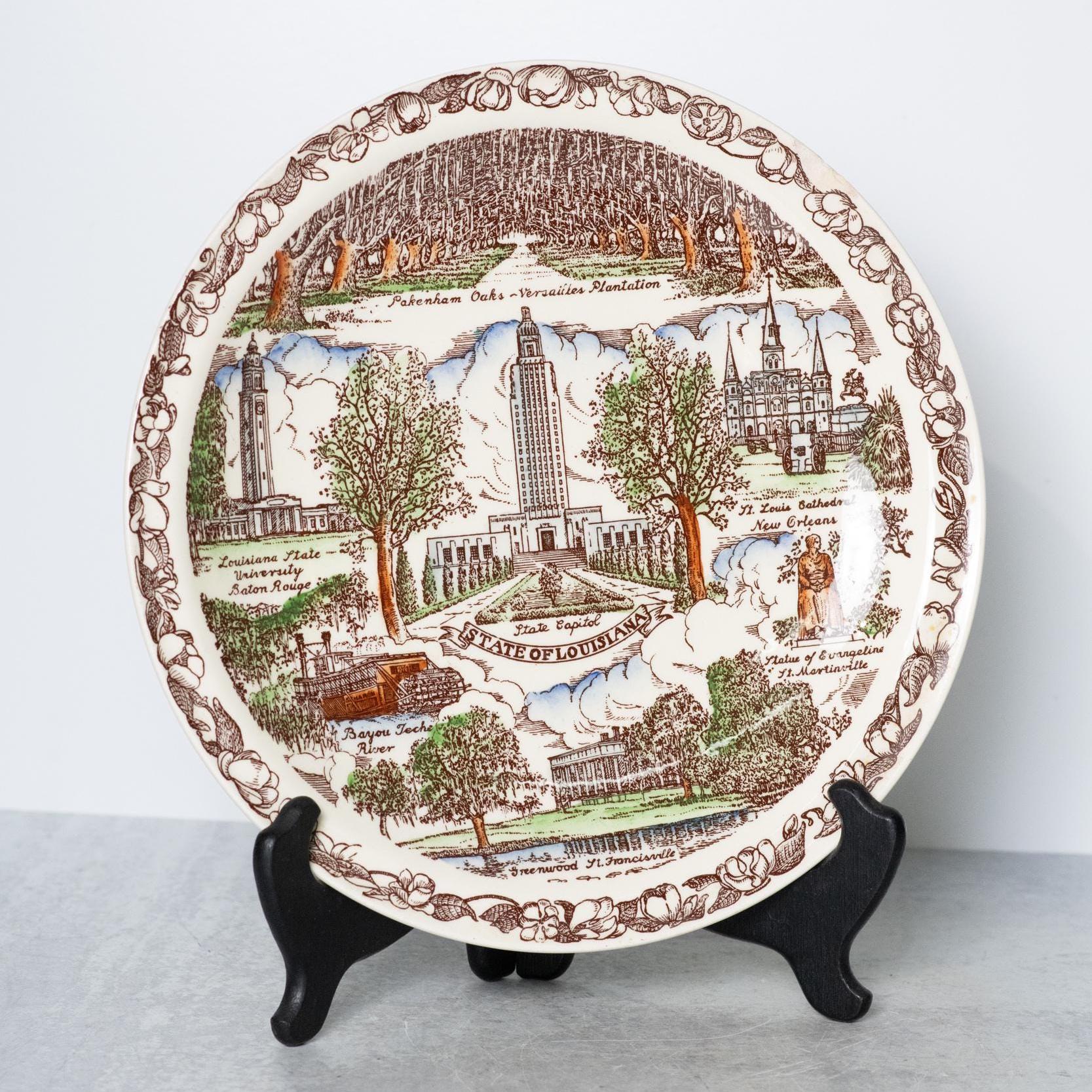 State of Louisiana Vintage Souvenir Collectible Ceramic Plate
