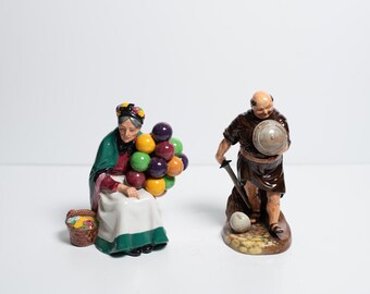 English Royal Doulton Figures H.N. 1315 "Old Balloon Seller" and H.N. 2145 "Friar Tuck"