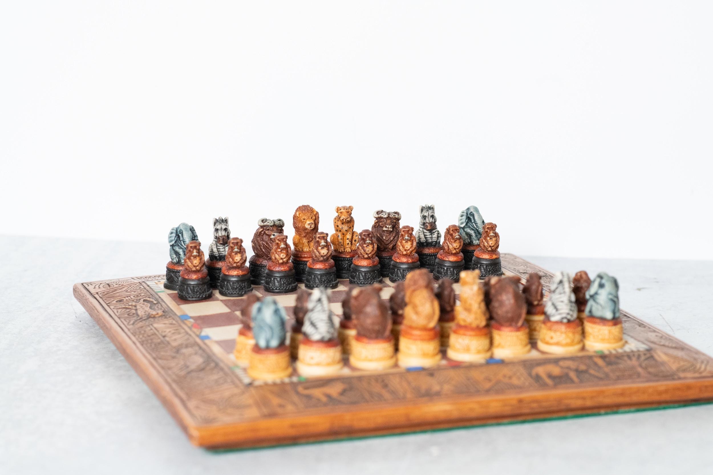 Kumbula Africa Miniature Animal Chess Set by Gala Star / Wood & Resin