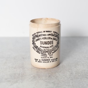 Antique James Keiller & Son LTD Dundee Marmalade Crock Jar Pot, Jar Made in England / 1 LB