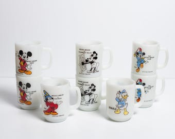 Pepsi Series Disney Mickey Mouse Milk Glass Mugs by Anchor Hocking / Various Years available
