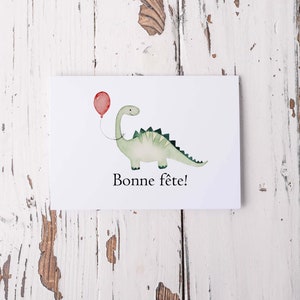 Carte de souhaits anniversaire à l'aquarelle dinosaure 5X7 sans texte