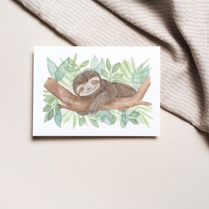Carte paresseux anniversaire enfant amitié  5x7