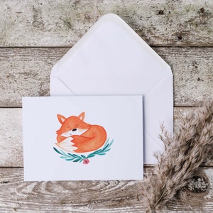 Carte de souhaits à l'aquarelle - renard - 5X7 - Sans texte