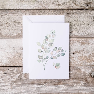 Carte de souhaits à l'aquarelle - Feuilles rosées - 5X7 - Sans texte