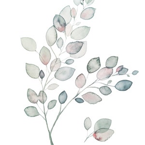 Carte de souhaits à l'aquarelle - Feuilles rosées - 5X7 - Sans texte image 2