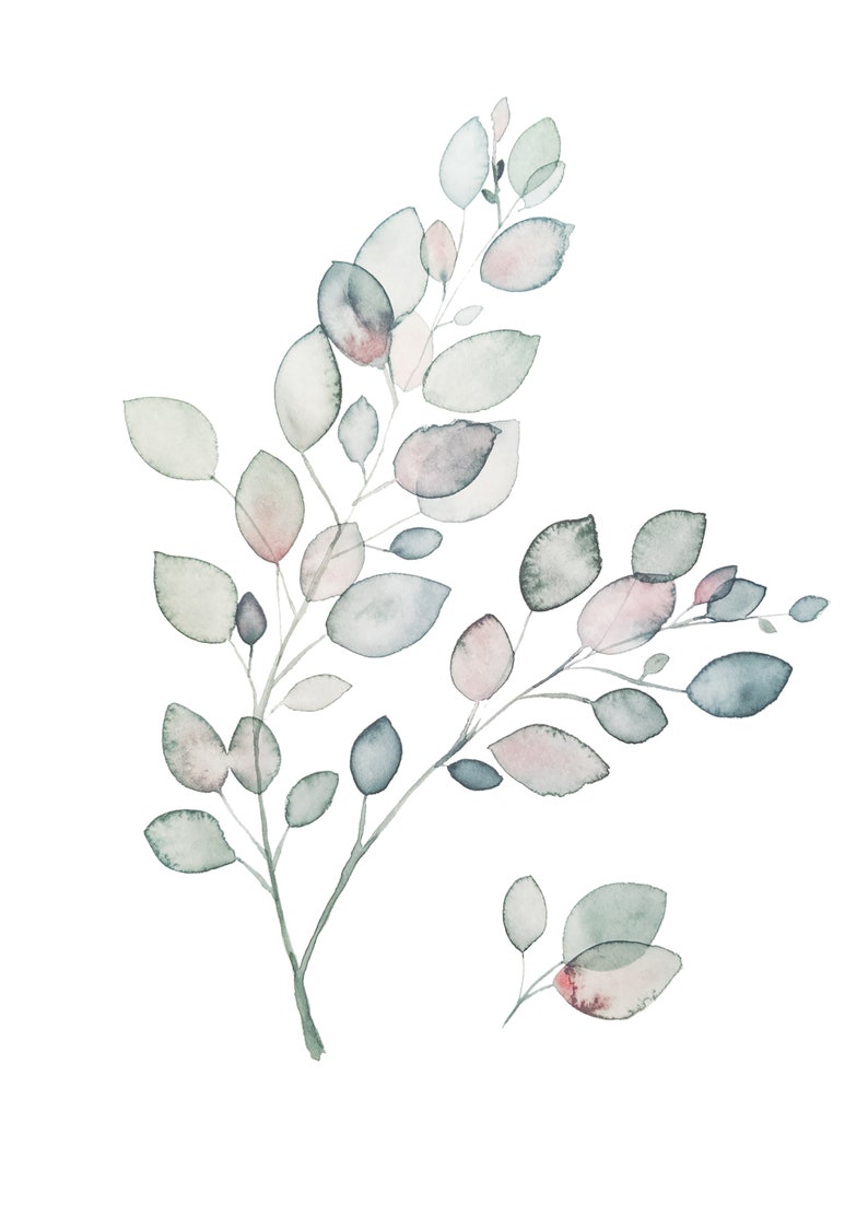 Carte de souhaits à l'aquarelle - Feuilles rosées - 5X7 - Sans texte image 2