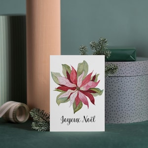 Cindy's Poinsettia Christmas Card 5x7 Watercolor