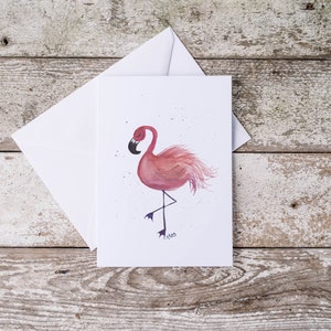 Carte de souhaits à l'aquarelle - Flamand rose - 5x7 - sans texte