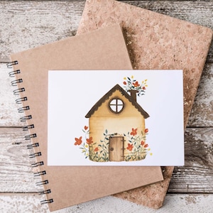 Carte de souhaits à l'aquarelle - Maison - 5X7 - Sans texte