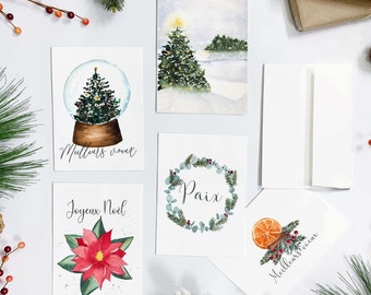 Set of 5 Christmas cards to choose from