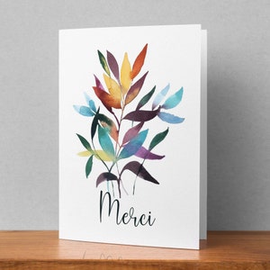 Carte de souhaits à l'aquarelle - merci - 5X7 - Sans texte