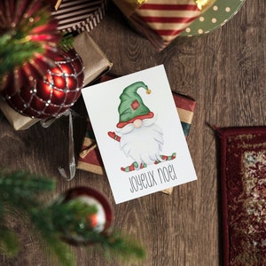 Carte de Noël Gnome 5x7 aquarelle