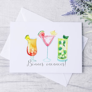 Carte de souhaits à l'aquarelle - Cocktails - 5X7 - Sans texte