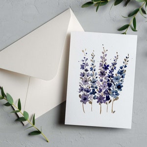 greeting card blue flowers 5x7 no text