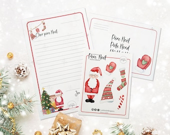 Ensemble de papeterie recyclée "ma lettre au père Noël" pour enfant papier à lettre 5.5X8.5 avec enveloppe et autocollants