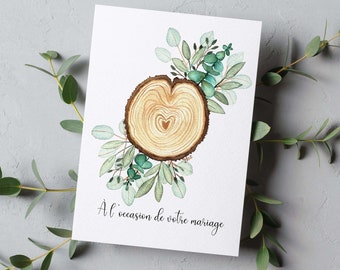 Carte félicitations mariage 5x7 aquarelle