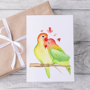 Carte de souhaits à l'aquarelle 5X7 sans texte  inséparables art print