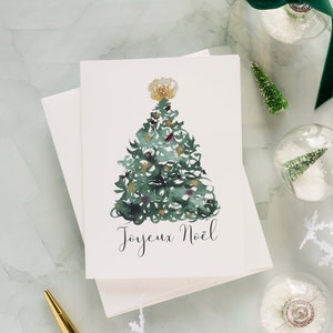 Carte de Noël sapin de noël 5x7 aquarelle