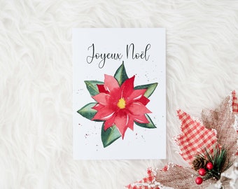 Christmas card poinsettia 5x7 watercolor