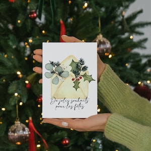 Carte de Noël Lettre de Noël 5x7 aquarelle