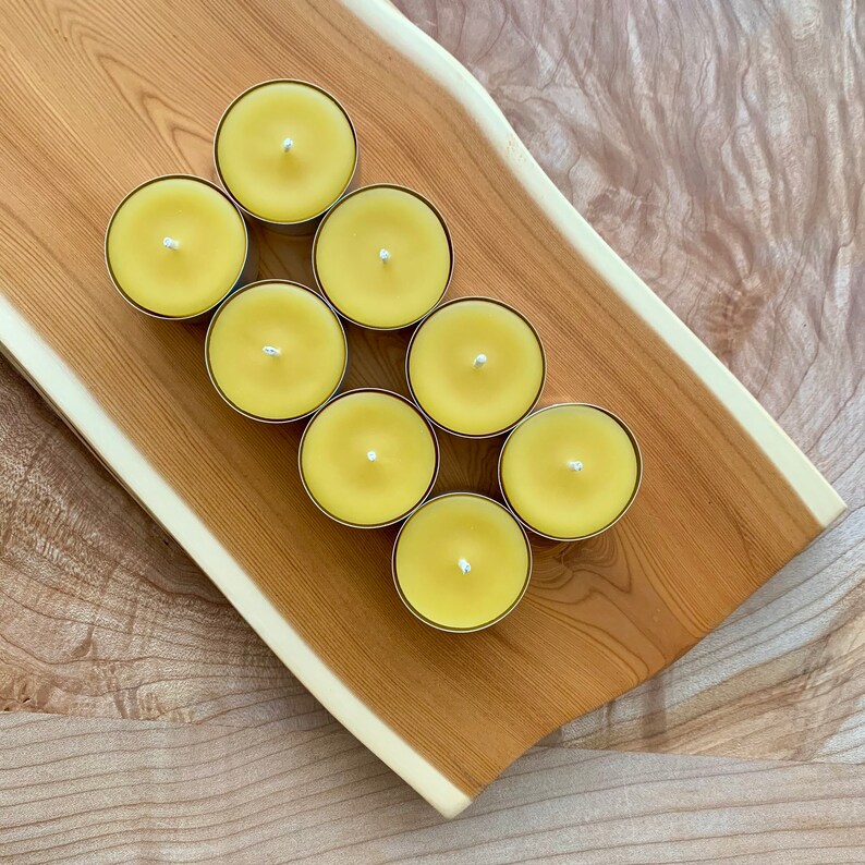 Set of 12 Tealight Candles, 100% Pure Canadian Beeswax image 2