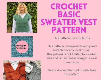 Basic Sweater Vest Crochet Pattern / Tutorial / How To Crochet PDF download