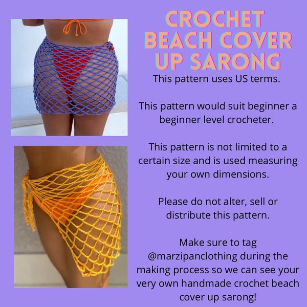 Beach cover up crochet sarong pattern / PDF download / DIY tutorial