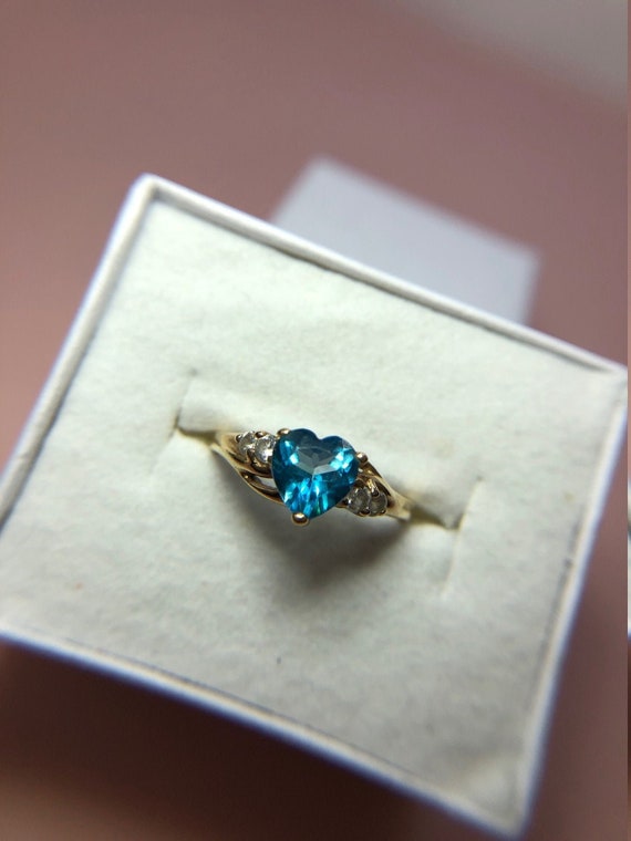 Vintage Heart Shaped Blue Topaz Ring