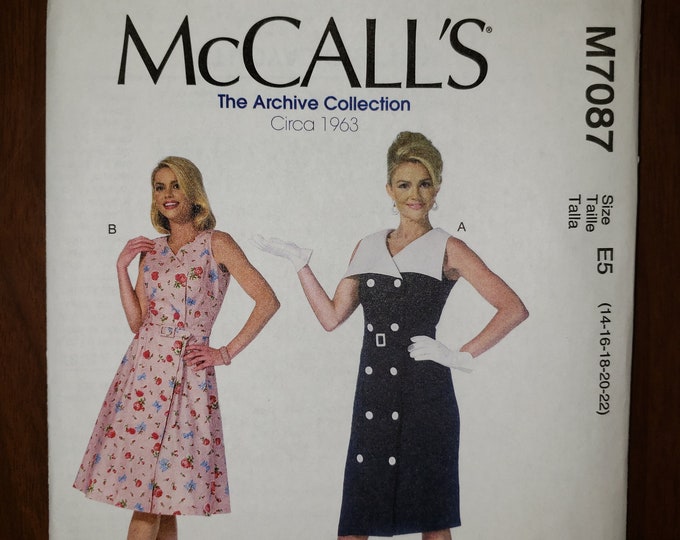 14-16-18-20-22 Misses\u2019 Dresses and Belt fitted bodice uncut sewing pattern New Double-breasted dress McCall/'s pattern M7087 Size E5