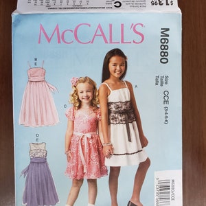 Girls&#39; Party Dress, Spaghetti Straps: McCall&#39;s M6880 Sewing Pattern, Size CCE (3-6)