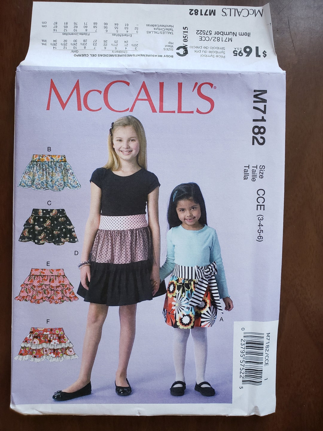 Girls Skirt Sewing Pattern: Ruffle & Bow - Mccall's M7182 (size 3-6) - Etsy