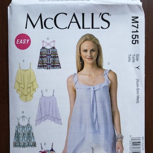 Misses&#39; Tops Sewing Pattern: Spaghetti Straps - McCall&#39;s M7155, Size Y (Xs-Sm-M)