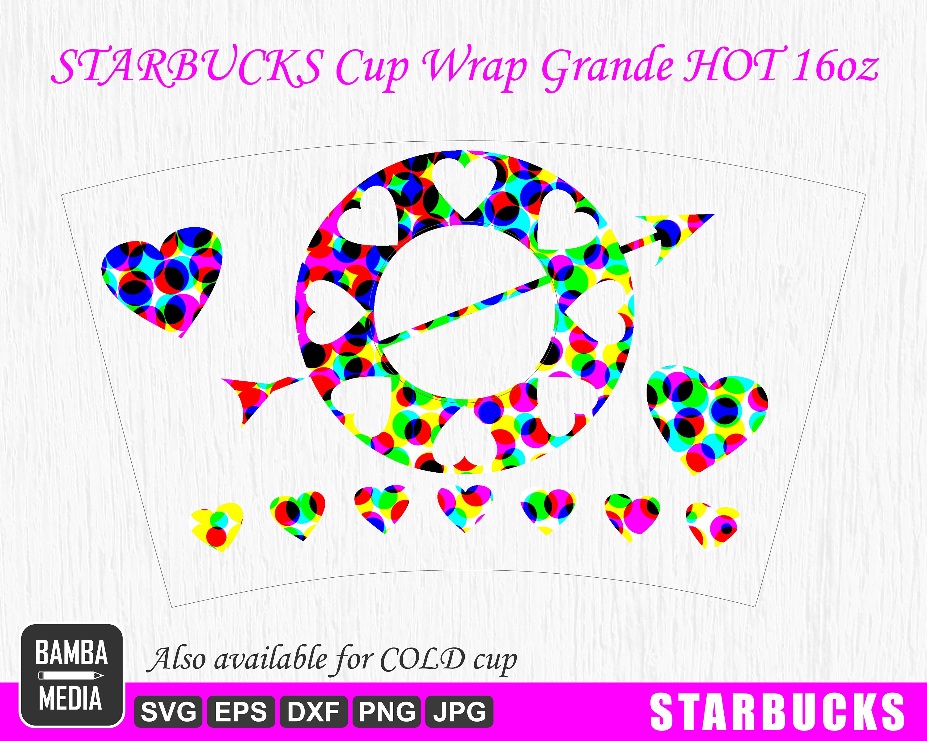 Download Starbucks Svg Cup Wrap Valentines Day Hearts And Arrow 16oz Grande Hot Cup Coffee Mug Decal Layered Svg Png Dxf Cricut Silhouette