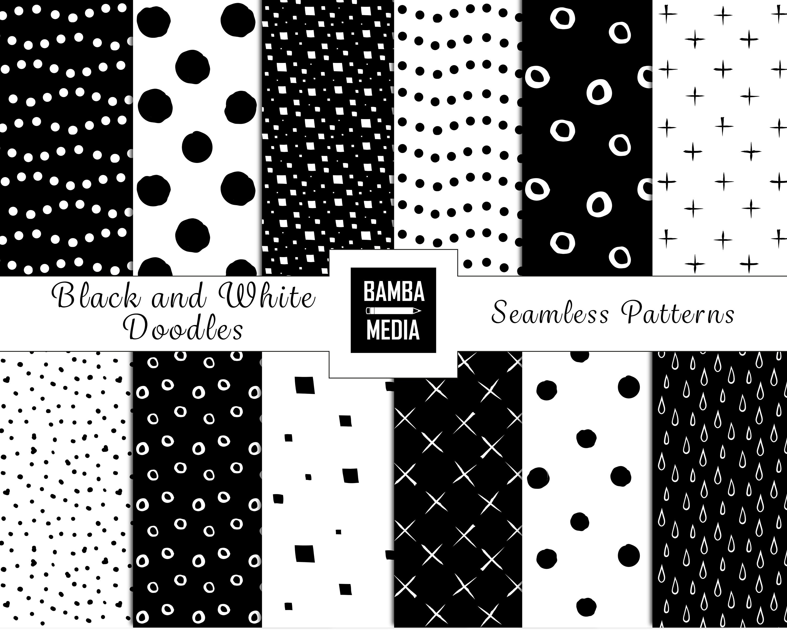 Download Clip Art Simple Geometric Scrapbook Paper Pack Vol2 Black White Doodles Digital Paper Pack Boho Doodles Scandinavian Hand Drawn Seamless Pattern Art Collectibles