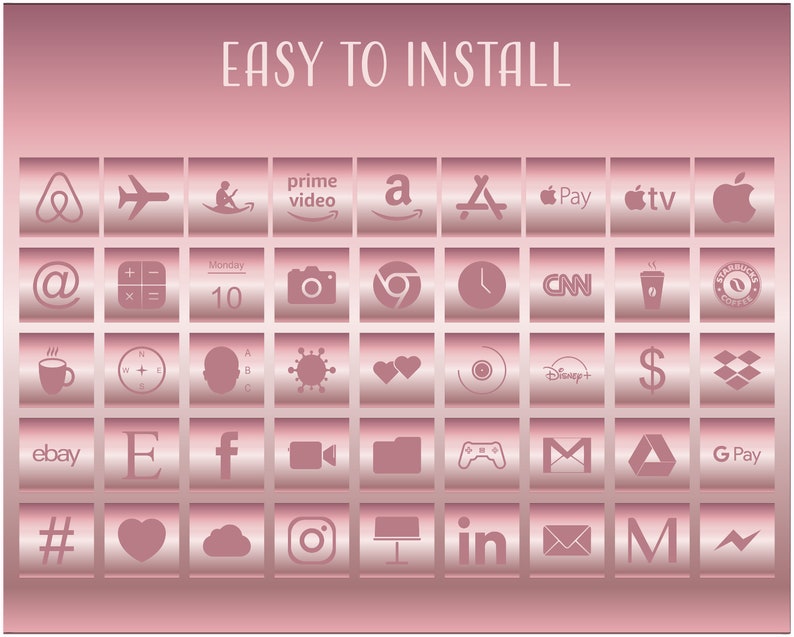 Personalize Phone iPhone Icons Pink Rose Gold Aesthetic iOS14 App Covers iOS 14 Icons LIFETIME Access Includes All Icons and Wallpapers